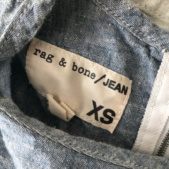 Rag & Bone Grimsby Ombré Short Sleeve Chambray Blue Top Exposed Back Zipper - Picture 10 of 11